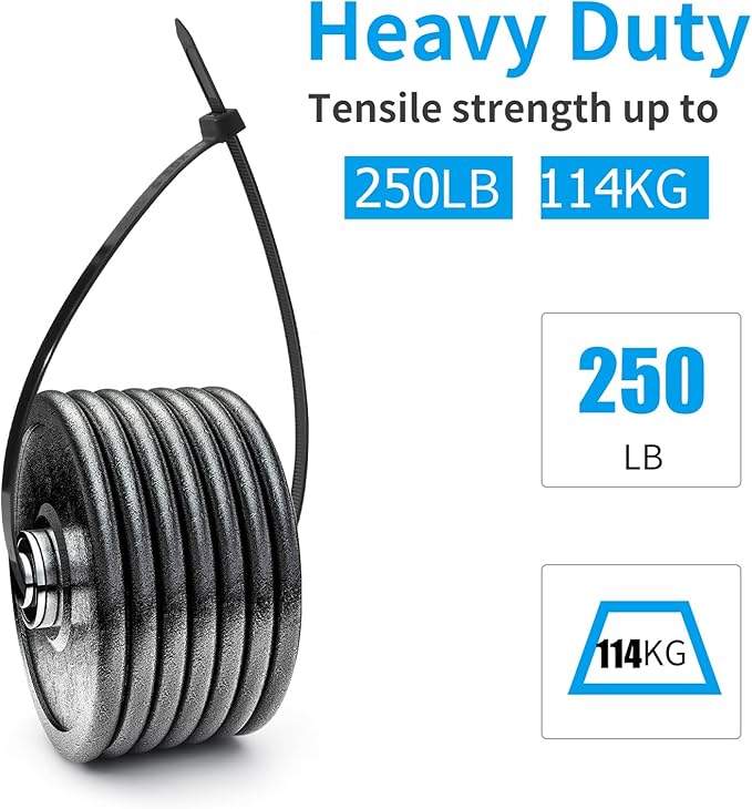 XINGO 60 inch Blcak Zip Ties Heavy Duty 20 PCS, 250 lbs Ultra Strong Plastic Wire Ties, Large Cable Ties Extra Long Tie Wraps, Indoor and Outdoor UV Resistant