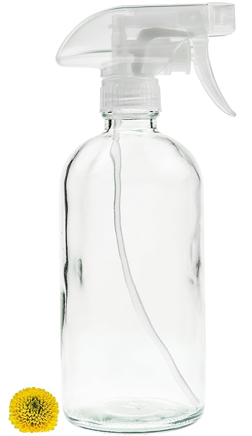 Sally's Organics Glass Spray Bottle - Empty Refillable 16 oz Container is Great for Essential Oils, Cleaning Products, Homemade Cleaners, Misting Plants with Water, and Vinegar Mixtures for Cleaning