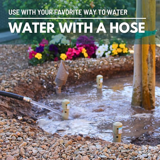 DEEP DRIP 24-inch Tree Watering Stake (3 Pack, Tan) | UV-Protected ABS Plastic Deep Root Irrigation Spike for Fruit, Flowering, Nut Trees