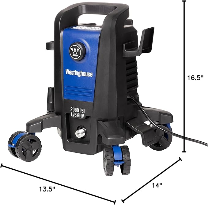 Westinghouse ePX3100 Electric Pressure Washer, 2300 Max PSI 1.76 Max GPM with Anti-Tipping Technology, Onboard Soap Tank, Pro-Style Steel Wand, 5-Nozzle Set, for Cars/Fences/Driveways/Home/Patios