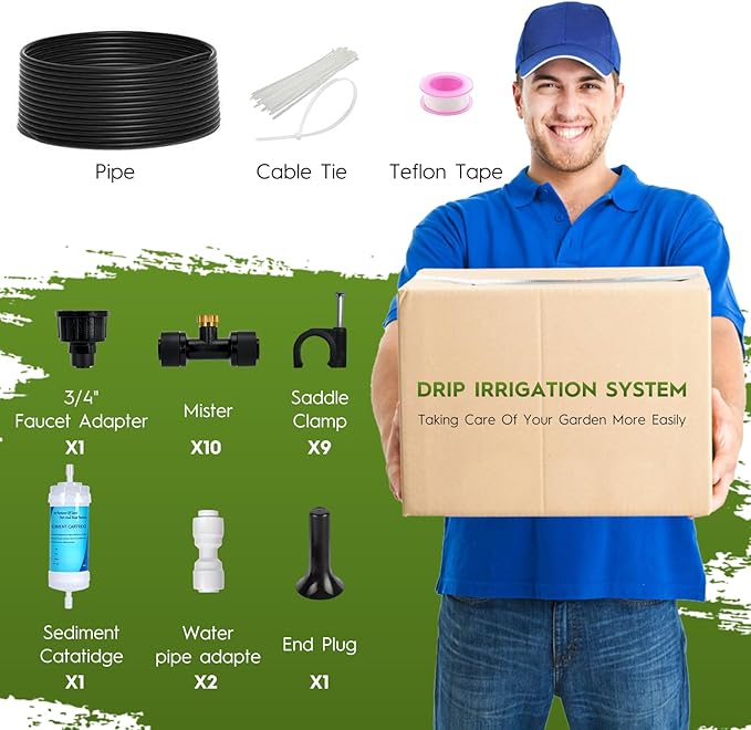 75FT Outdoor Misting Cooling System‌ - Patio Garden Kit with ‌Brass Nozzles & UV Tubing‌, DIY Install for ‌Pool, BBQ, Greenhouse‌, Water-Saving High Pressure Cooler