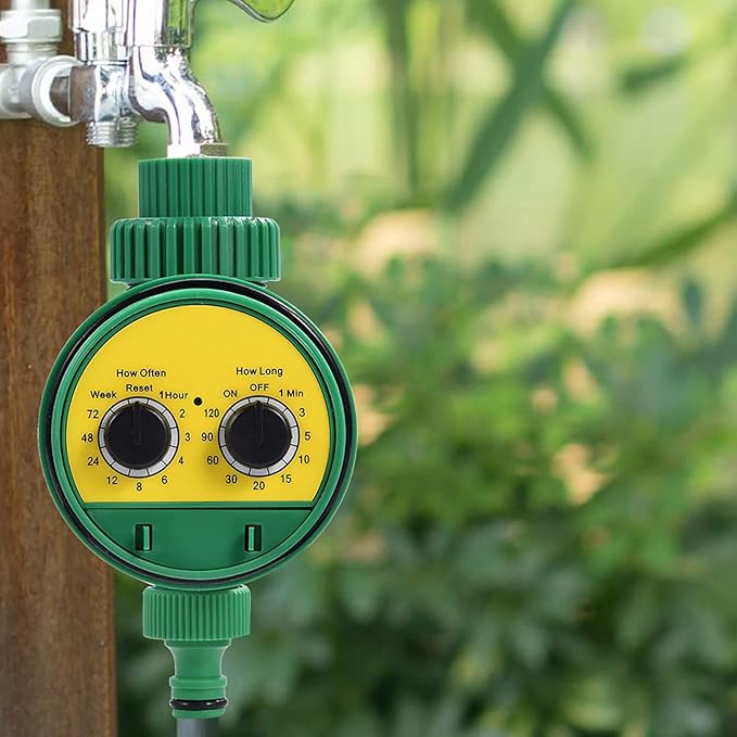 Automatic Irrigation Timer, Green ABS Multi Function Two Dial Automatic Electronic Watering Timer Garden Irrigation Controller for Roof Garden Balcony Villa Garden Outdoor Automatic Sprinkler System