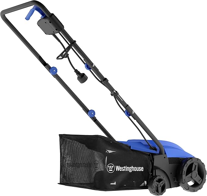 Westinghouse 13-Inch 12 Amp 2-in-1 Corded Electric Dethatcher and Aerator with 8 Gallon Thatch Collection Bag, 4-Position Depth Adjustment, Foldable Handle