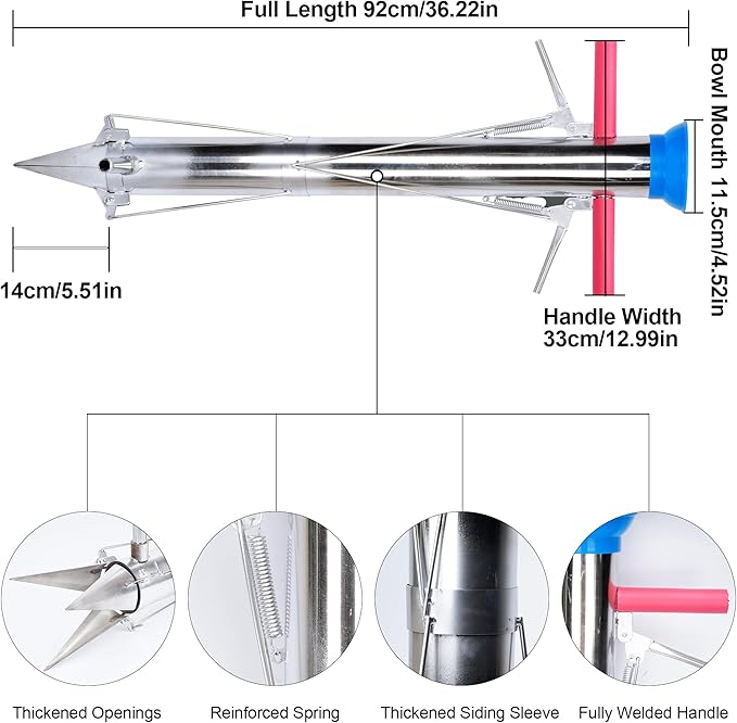 AIWFL Seedling Transplanter Long Handled Bulb Planter Tools Vegetable Young Plant Manual Plant Transplanter Stainless Steel Planting Garden Tools