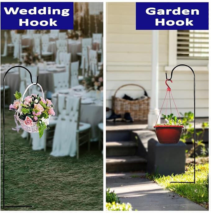 Ashman Shepherd's Hooks 35 Inch (40 Per Pack), Black, Made of Premium Metal for Hanging Solar Lights, Bird Feeders, Mason Jars, Christmas Lights, Lanterns, Garden Stakes and Wedding Décor.