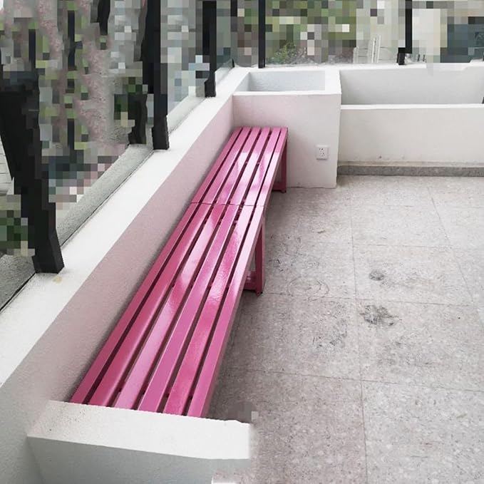 Weatherproof Metal Dining Bench, Outdoor Bench Backless Patio Bench 2-Person Farmhouse Bench Garden Bench for Kitchen, Living Room, Entryway(Pink,5.9ft)