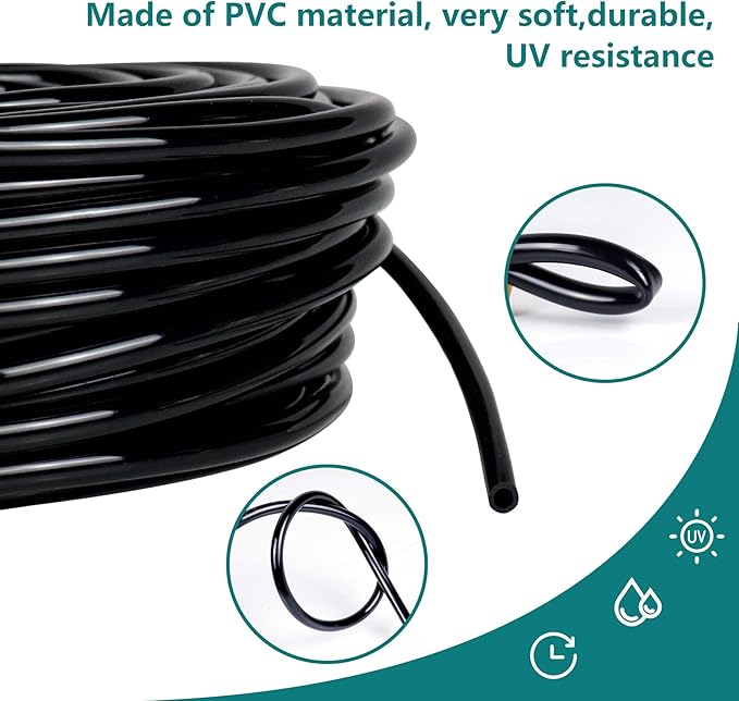 1/4 inch Blank Distribution Tubing Drip Irrigation Hose,100ft Soft Watering Tube for Small Lawn Garden Irrigation System