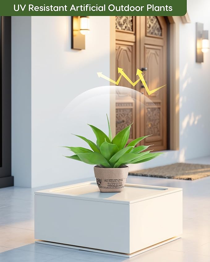 Velener Fake Agave with Burlap Bag, Artificial Plant Outdoor Agave - Fake Plants for Indoor and Outdoor Decor(15 Inch)