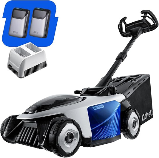 Electric Lawn Mower, Self-propelled Lawn Mower Cordless 40V(2x20V) 18.5" Brushless Mower with Electric Cutting Height Adjustment, Higher Rotation Speed, 2 x 4.0Ah Battery and Rapid Charge Included