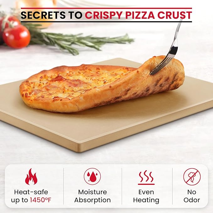 Unicook Pizza Stone, Heavy Duty Cordierite Pizza Pan for Oven and Grill, Thermal Shock Resistant Baking Stone for Bread, 15 X 12 Inch Rectangular, 6.8 lbs