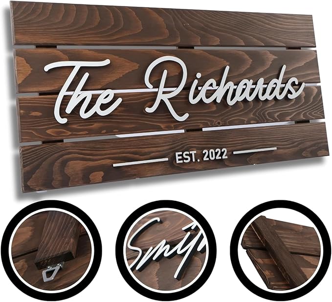 Solid Wood Pallet Custom Name Signs, Ideal for Rustic Home Bussiness Office Garage Backyard Man Cave Decors Decoration, Established Date & Your Custom Text 28 * 13" Establish Date Signs