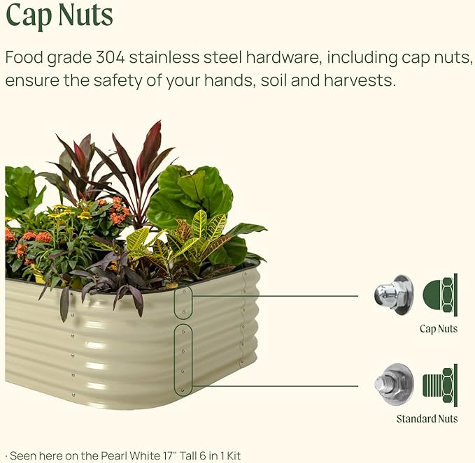 Vego garden Aluzinc Raised Garden Bed Kits, 17" Tall 6 in 1 Modular Metal Raised Planter Bed for Vegetables Flowers Patio Ground Planter Box, Terra Cotta