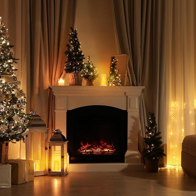 Hompavo 【Upgraded】 LED Flame Lights, 4-Mode Rechargeable Battery Operated Flameless Candles, Waterproof Pillar Flickering Lanterns for Living Room Bathroom Patio Wedding Party Halloween Home Decor