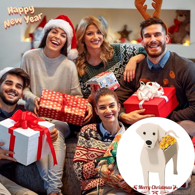 White Labrador Dog Planter Plant Pots,Cute Garden Dog Flower Planter,Large Dog Planters Birthday Gifts for Women,Office,Indoor/Outdoor Decor(9.84 * 7.87 * 17in)