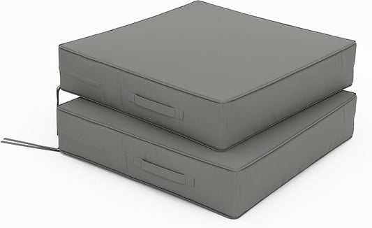 Patio Chair Cushions 24 X 24 X 5 Inch Waterproof Outdoor Seat Cushions for Patio Furniture, Outdoor Sofa Couch Pads with Ties & Handle, Set of 2, Light Grey