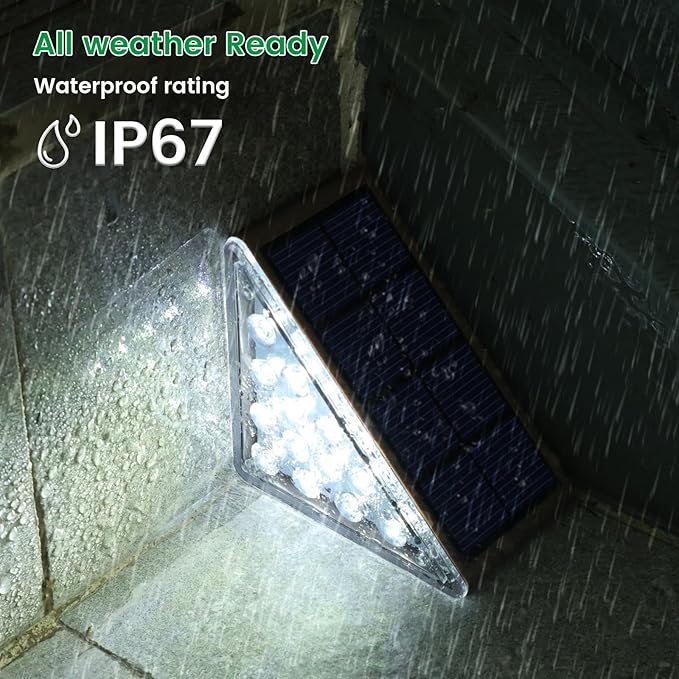 Solar Step Lights for Outside,24pack Solar Stair Lights Outdoor Waterproof IP67,Outdoor Deck Step Lights,Solar Outdoor Lights for Staircase,Patio,Front Step(Cool White)…
