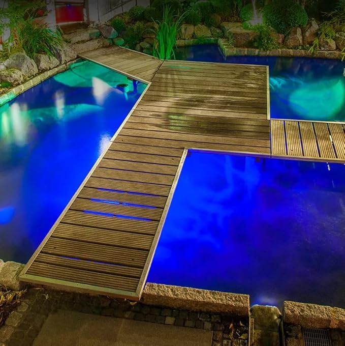 VOLT 12V IP68 Cold Forged Brass (Bronze) RGBW Color Changing LED Underwater Light with Shielded Top & Remote Control for Low Voltage Outdoor Lighting