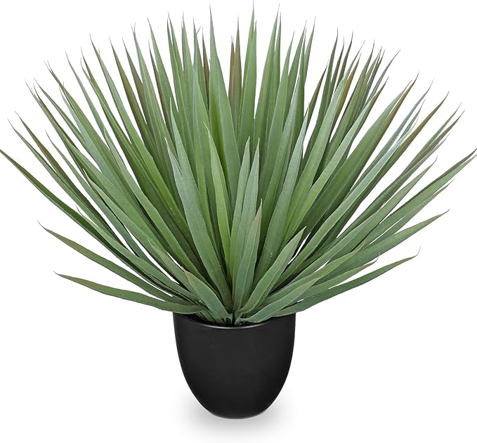 Briful Artificial Agave Plant – 18.1" Tall Faux Agave Plants in Black Pot, Realistic Fake Tropical Plants for Indoor and Outdoor Decor, Artificial Plants for Home, Office, Patio, Garden Decoration