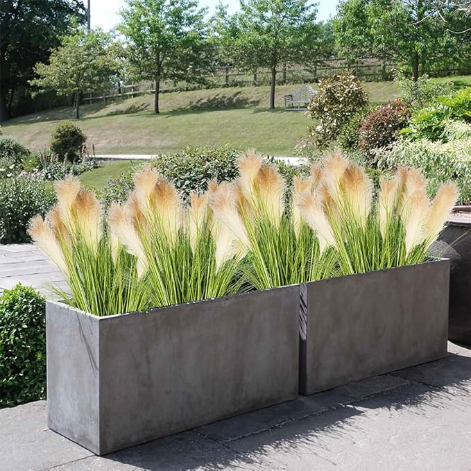 Melorca&Guilla Artificial Plants 4PCS 33.5“Fake Plant Tall Onion Fake Grass,Faux Grass Plants Artificial Greenery Shrubs Bushes for Garden Shop Office Home Décor