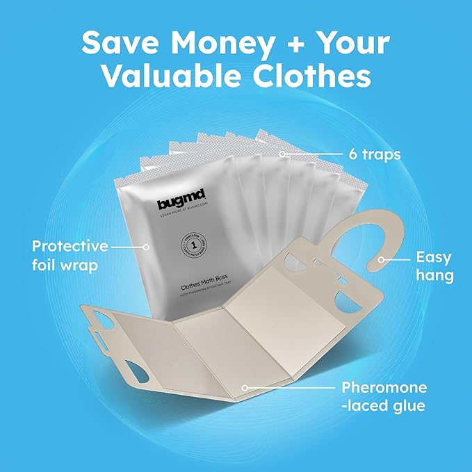 Clothes & Pantry Moth Traps (18 Count) – Sticky Glue Pheromone-Based Repellent for Closets, Cabinets & Wardrobes – Non-Toxic - Green