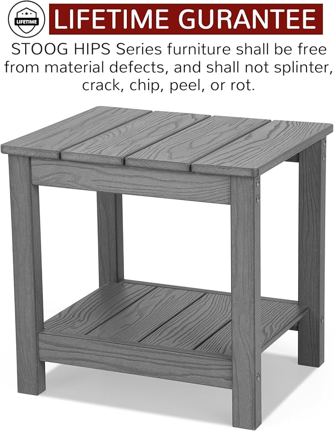 Stoog 3 Piece Patio Dining Sets, All-Weather Outdoor Chairs Set of 2 with Table, Include 2 Patio Chairs and 1 Side Table, Grey