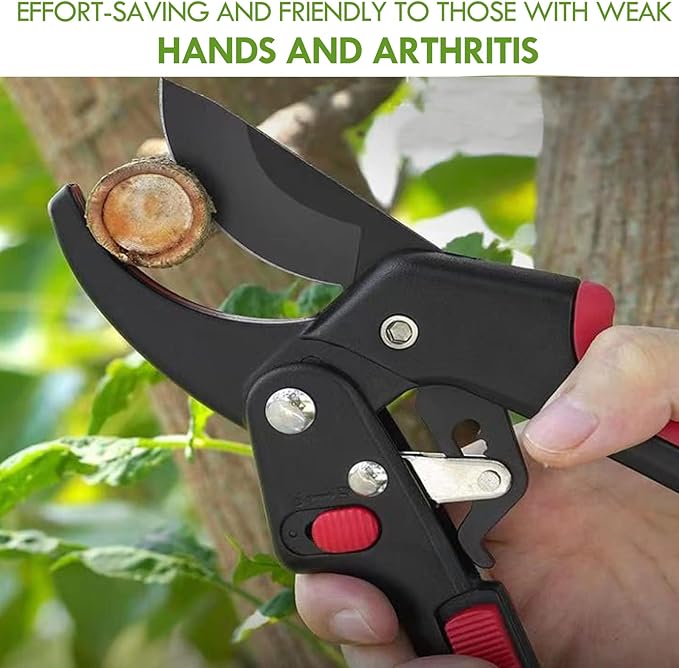 Upgraded Garden Clippers, Adjustable Germany Pruners, Work 3 Times Easier, Professional Pruning Shears, Cutting Rose, Flower, Hedge, Stem, Sharp Gardening Scissors, Arthritis Weak Hand Snips