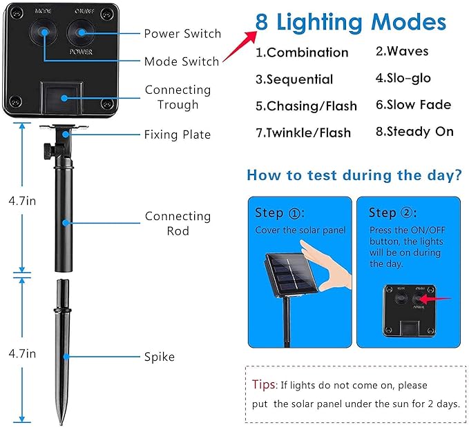 Blue 2-Pack 100 LED 64FT Crystal Globe Solar Christmas Lights, Outdoor Waterproof Solar String Lights with 8 Lighting Modes, Solar Outdoor Decorations for Tree Garden Patio Party Wedding Christmas