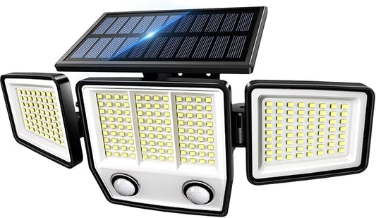 Solar Motion Sensor Outdoor Lights Waterproof - 3000LM 3 Modes Solar Security Lights Outdoor 270° Illumination IP65 LED Flood Wall Light for Garden Yard Patio Pathway (1Pack)