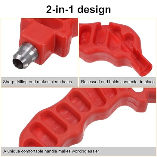 HARFINGTON 2-in-One Drip Irrigation Tubing Hole Punch 8mm for 1/4 Inch Fitting and Emitter Insertion Drip Tube Hole Punch Fitting Insertion Tools for Laying Branch Drip Pipes, Red