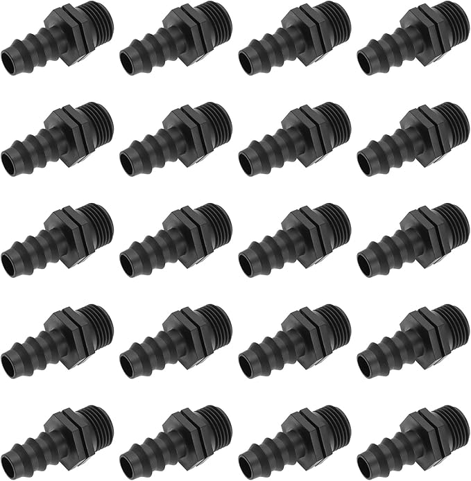 SING F LTD 20pcs 16mm to 1/2 Inch Couplings Irrigation Hose Connector Garden Hose Connector Kit Barb Connector for Drip Irrigation System Garden Pipe Fitting