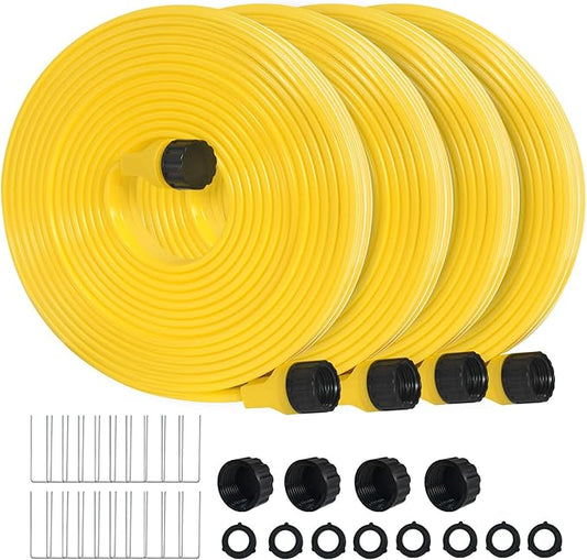 4-Pack Sprinkler Hose with Holes 25 ft – Flexible Sprinkler Soaker Hose for Lawn & Garden, 100 ft Drip Irrigation System, Ideal for Yard Watering & Plant Care (25 ft x 4)