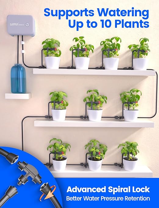 LetPot Automatic Watering System for Potted Plants, Drip Irrigation Kit System, Smart Plant Watering Devices for Indoor Outdoor, Water Shortage Remind, IPX66 （Grey