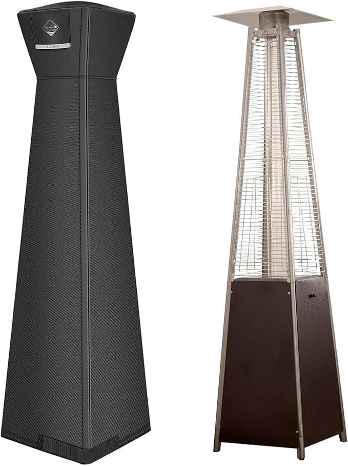 QH.HOME Winter Pyramid Heater Covers, [2025 Upgraded Tear-Resistant Fabric] Waterproof with Robust Zipper ,Dustproof/Wind/Sunlight/Snow-Resistant, 90"H x 23"D x 23"B, Black