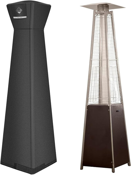 QH.HOME Winter Pyramid Heater Covers, [2025 Upgraded Tear-Resistant Fabric] Waterproof with Robust Zipper ,Dustproof/Wind/Sunlight/Snow-Resistant, 90"H x 23"D x 23"B, Black