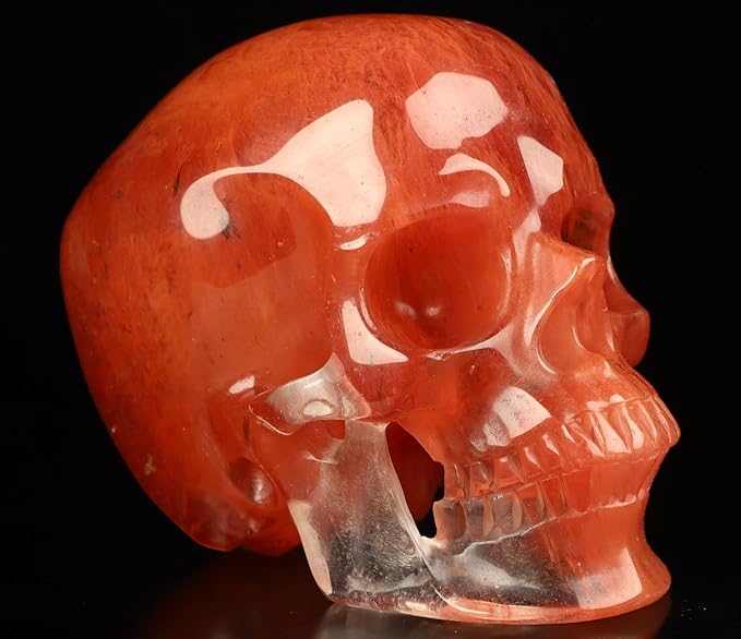 Skullis 5.0" Smelted Quartz Super Realistic Crystal Skull, Hand Carved Gemstone Fine Art Sculpture, Reiki Healing Stone Statue.2026 Z8