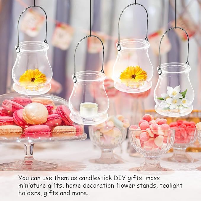 8PCS Hanging Glass Candle Holder: Hanging Glass Vase Air Plant Succulent Vase Hanger Plant Terrariums Orbs Air s for Party Wedding Centerpiece