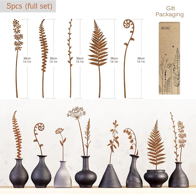 Metal Flowers for Outside,Garden Stakes Decorative,Flower Bed Decor Plant Stakes,Garden Statues Outdoor Clearance,Metal Yard Art Outdoor,Plant Decorations for Pots