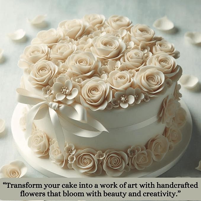 Confect Edible Flower | Edible Flower for cake decorations | Edible Flower Cupcake Toppers | Cupcakes & Doughnut Edible Toppers | Classic Pearl Ivory Sugar Flower- Pack of 12