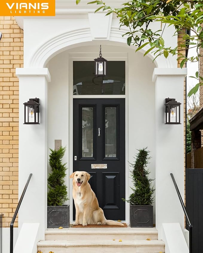 VIANIS Bronze Outdoor Wall Lights, Dusk to Dawn Led Outdoor Light, Aluminum Exterior Lighting Fixtures, Waterproof Porch Lights Outdoor for House, Doorway, Garage,Hardwired, Non-Solar