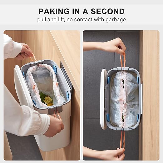 ELPHECO Hanging Trash Can with Lid 2.5 Gallon Kitchen Compost Bin for Under Sink, Plastic Wall-Mounted Garbage Can, Small Kitchen Trash Bin, Small Trash Can with Lid for Cupboard Countertop