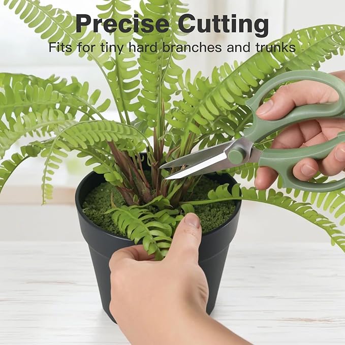 Flower Scissors, Strong Floral Shears, Premium Steel Pointed Garden Pruning Shears Floral Fruits Leaf Scissors Hand Pruner Snip Trimming Tool for Gardening Flower Arrangement,Avocado Green