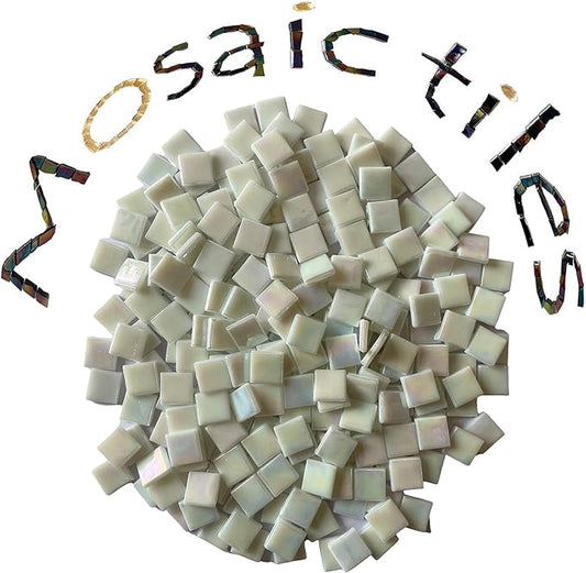 SMEIINIK 1.1lb Bulk Single Iridescent Color Mosaic Tiles for Crafts, Glass Mosaic Pieces for Mosaic Puzzles, Stained Glass Tiles for Mosaic DIY, Mosaic Making Supplies(WJ01-1)