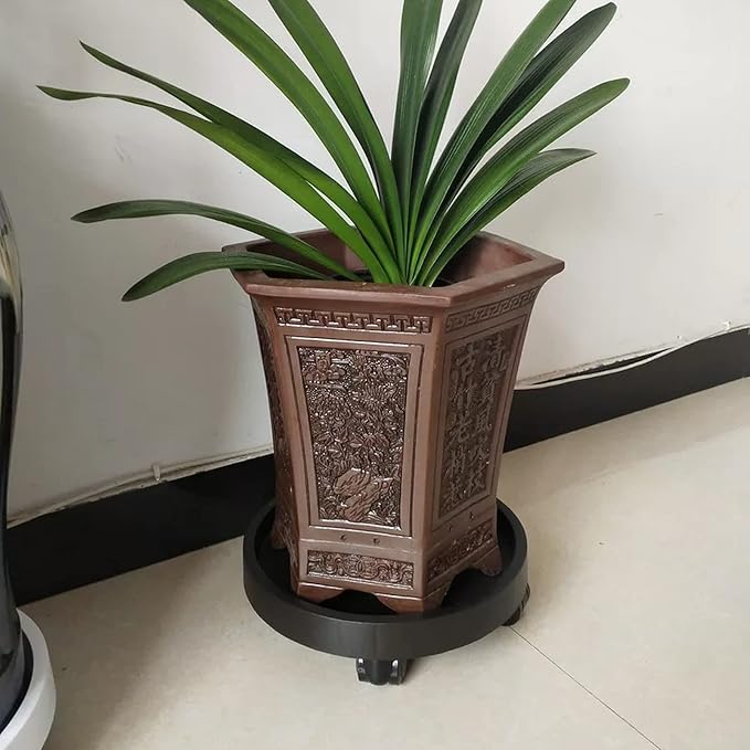 2 Pack of 11 Inch Heavy Duty Plant Caddy with Wheels,Rolling Plant Stand Pot Trolley,Wheeled Planter Saucer Tray,Potted Flower Mover Dolly with Casters Round Coaster for Indoor Outdoor