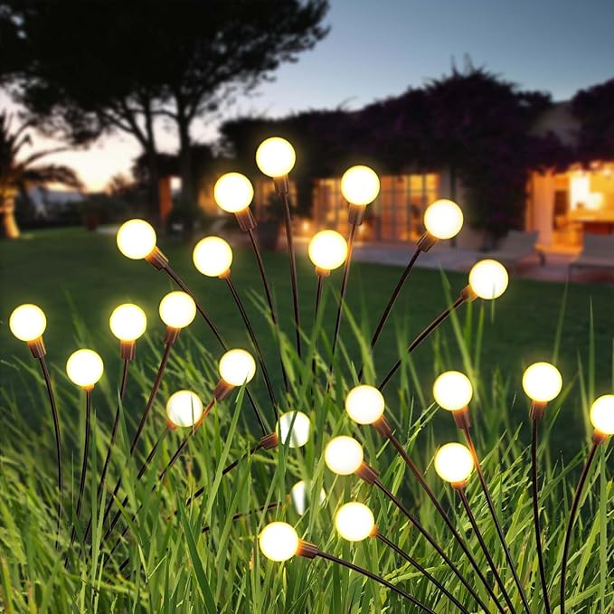 Solar Garden Lights Outdoor, 10 Pack 60LED Waterproof Solar Powered Lights for Yard Pathway Patio, Swaying Lawn Decor as Gardening Gifts for Women Holiday