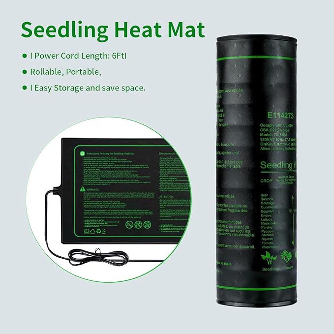 Upgrade 48"x20" Durable Waterproof Seedling Heat Mat with ETL Certified, Warm Hydroponic Heating Pad for Germination,Indoor Plant Gardening and Cutting, Brewing and Seed Starting Greenhouse