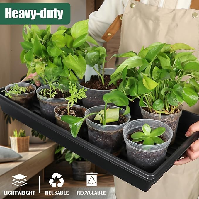 Seed Starter Kit - 10 Pack 1020 Seed Trays with 2 Seedling Heat Mats for Plants (10"x20.5"), Complete Seed Germination Kit for Indoor Gardening, Greenhouse Accessories