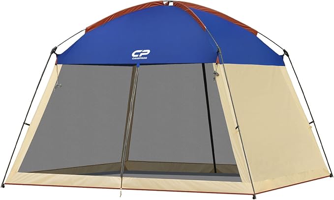 CAMPROS CP Screen House Room with 1 Side Wind/Sun Panel Canopy Tent Camping Tent Screen Shelter Gazebos for Patios Outdoor Camping Activities, 12'X12'X92in(H) - Blue