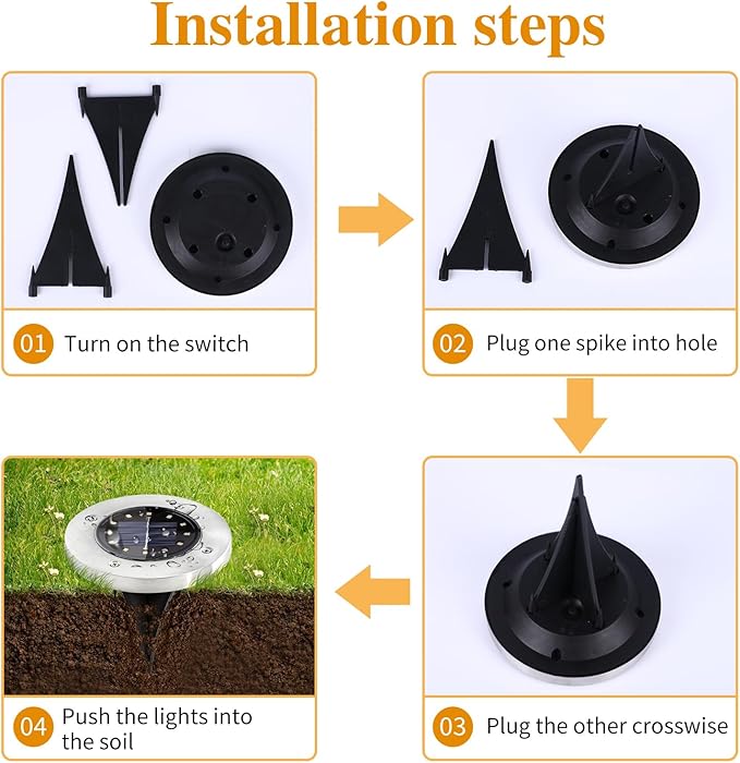 Solar Garden Lights Outdoor, 12 Packs Bright Solar Powered Ground Lights with Updated 12 LEDs, Waterproof Disk Warm Flat Lights for Garden Patio Yard Deck Lawn Walkway Landscape Decor