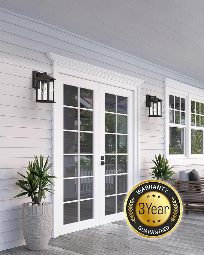 VIANIS Bronze Outdoor Wall Lights, Dusk to Dawn Led Outdoor Light, Aluminum Exterior Lighting Fixtures, Waterproof Porch Lights Outdoor for House, Doorway, Garage,Hardwired, Non-Solar