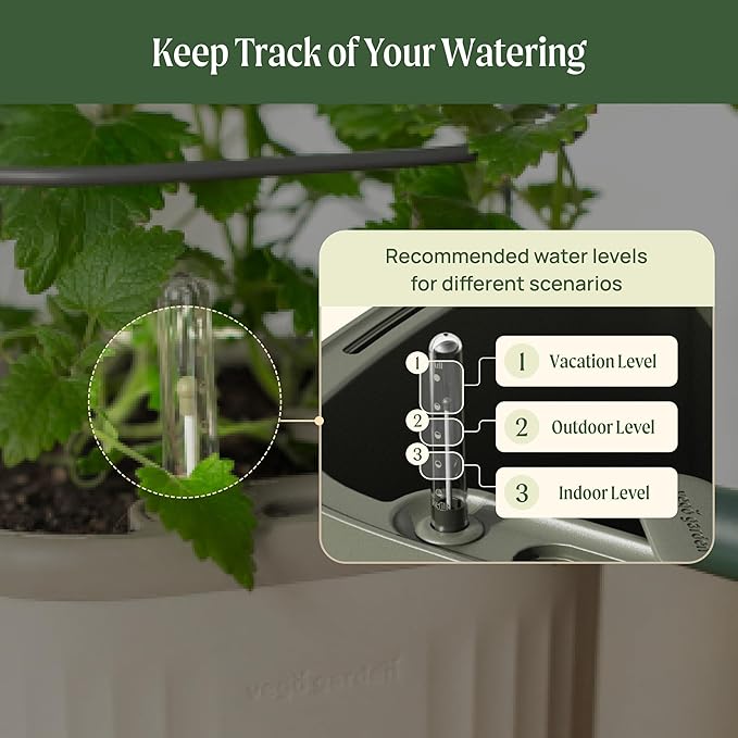 Vego garden Mini Planter Indoor Pots with Trellis Self-Watering Herb Countertop Planter for Climbing Vegetables Flowers Mint Plants Cage- Fog Gray